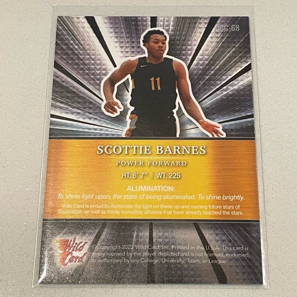 2022 ROOKIE SCOTTIE BARNES Wildcard Alumination Basketball Card #ABC-68 - Picture 2 of 2